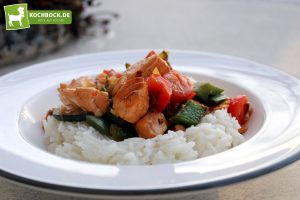 Rezept für Lachs mit Reis & Gemüse von KochBock.de
